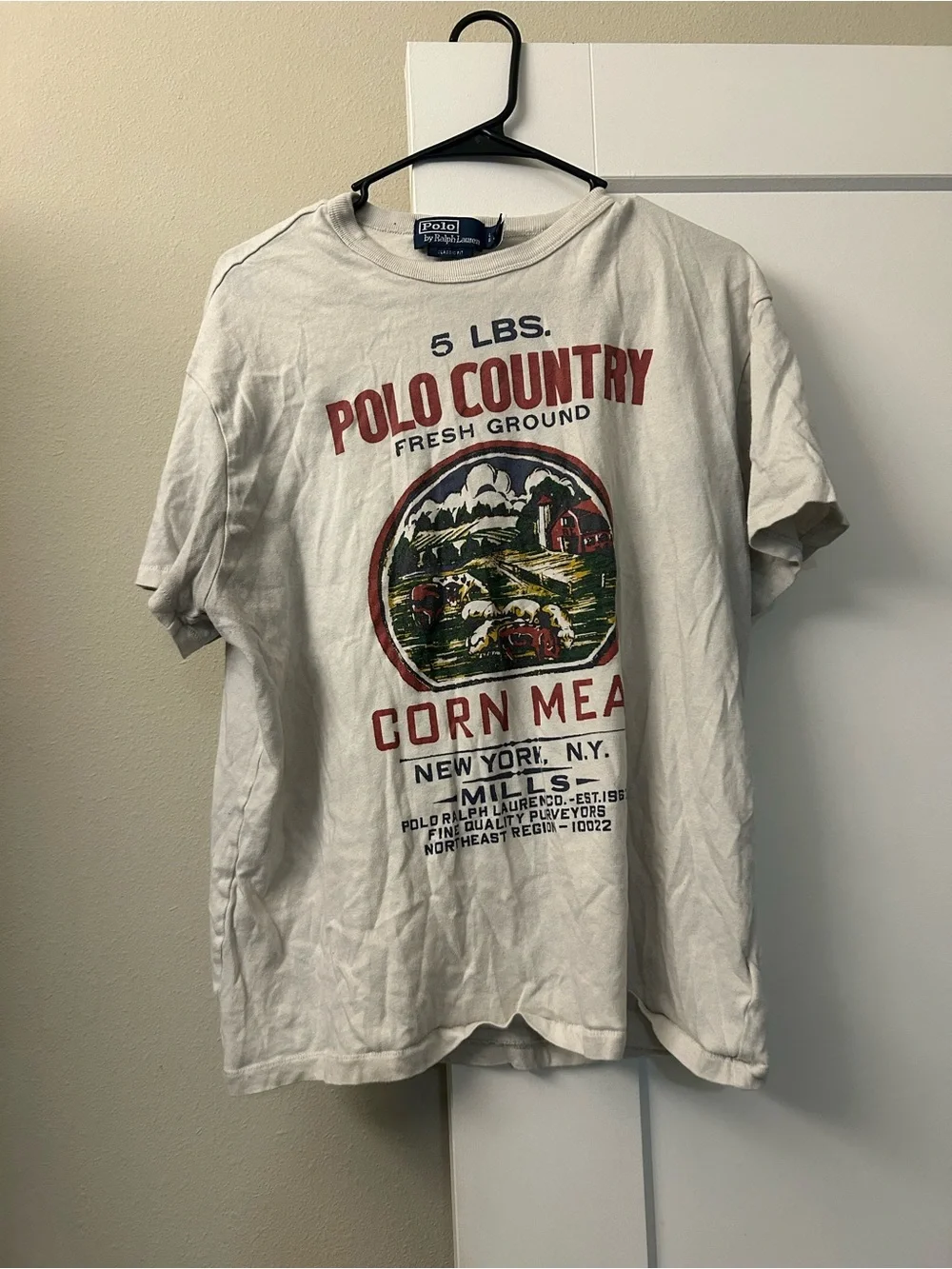Polo Country Corn Meal Graphic Tee - White with Red/Green Print